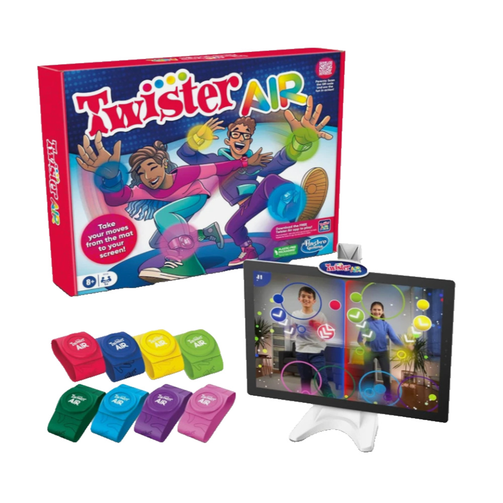 Hasbro Gaming Twister Air Game | AR App Play Game with Wrist and Ankle Bands